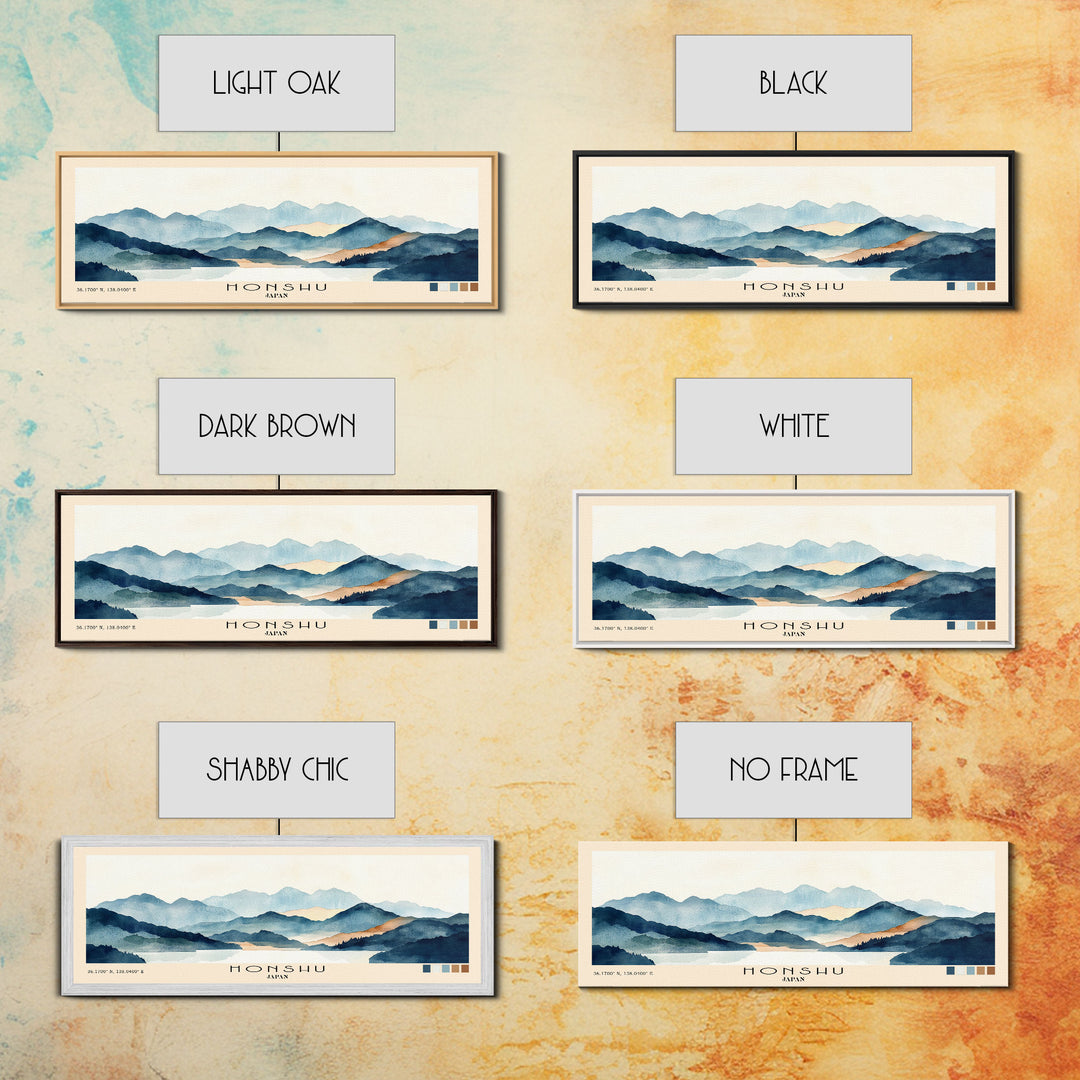 Honshu, Japan Watercolor Print, Vacation Gift, Japan Wall Art, Beach Painting, Beach Decor, Large Wall Art, Wood Frame Art