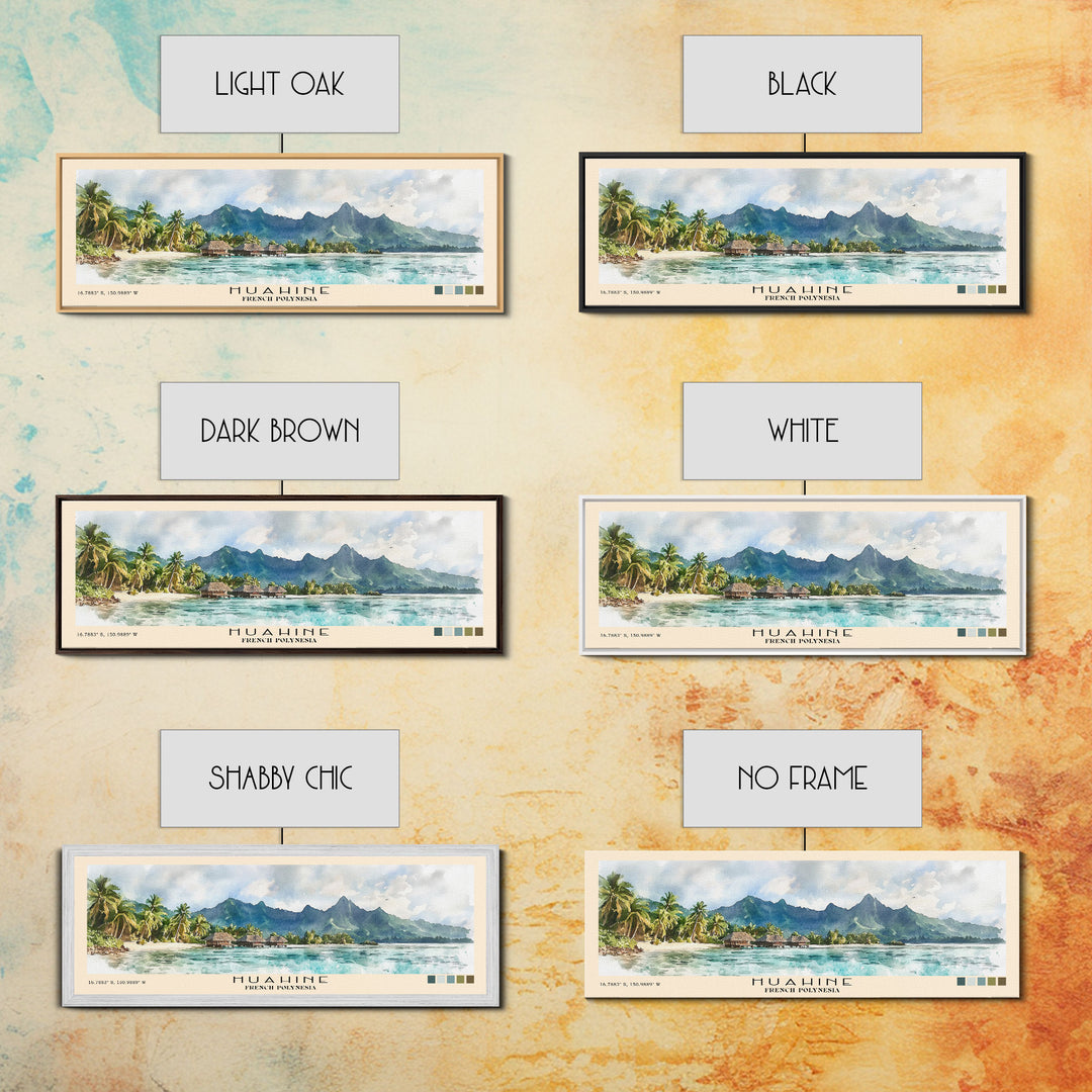 Huahine, French Polynesia Watercolor Print, Vacation Gift, French Polynesia Wall Art, Beach Painting, Beach Decor, Large Wall Art, Wood Frame Art