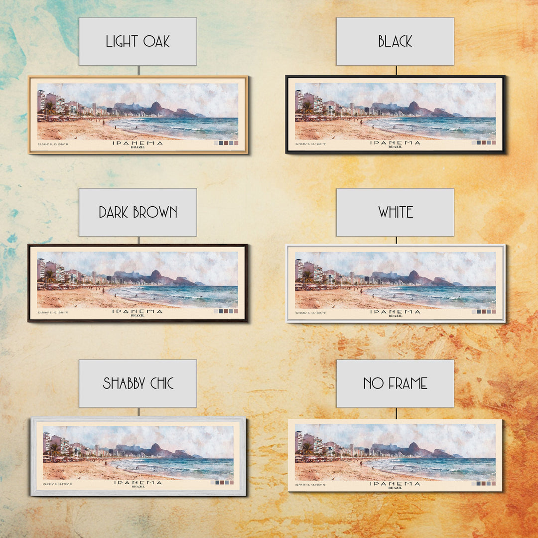 Ipanema, Brazil Watercolor Print, Vacation Gift, Brazil Wall Art, Beach Painting, Beach Decor, Large Wall Art, Wood Frame Art