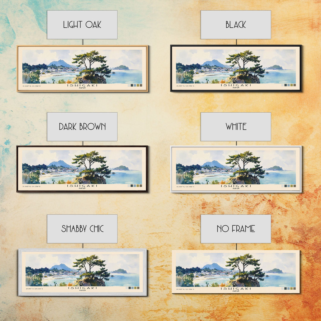 Ishigaki, Japan Watercolor Print, Vacation Gift, Japan Wall Art, Beach Painting, Beach Decor, Large Wall Art, Wood Frame Art