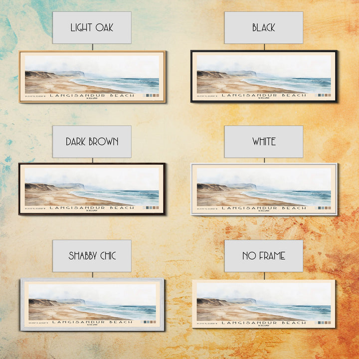 Langisandur Beach, Iceland Watercolor Print, Vacation Gift, Iceland Wall Art, Beach Painting, Beach Decor, Large Wall Art, Wood Frame Art