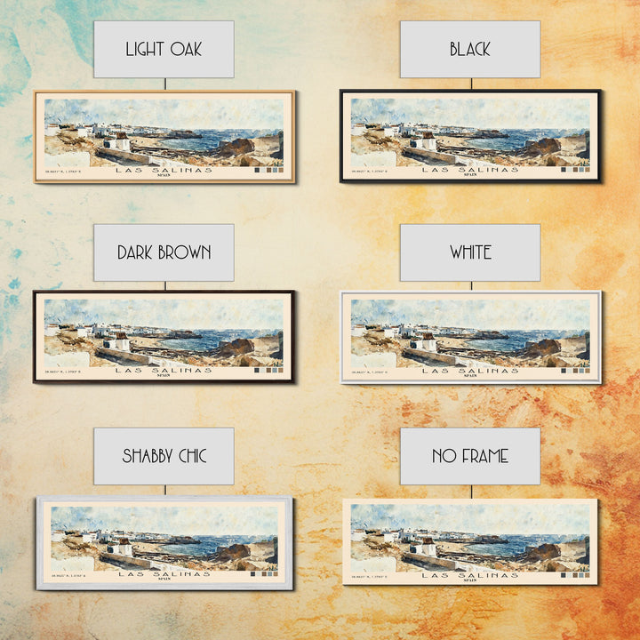 Las Salinas, Spain Watercolor Print, Vacation Gift, Spain Wall Art, Beach Painting, Beach Decor, Large Wall Art, Wood Frame Art