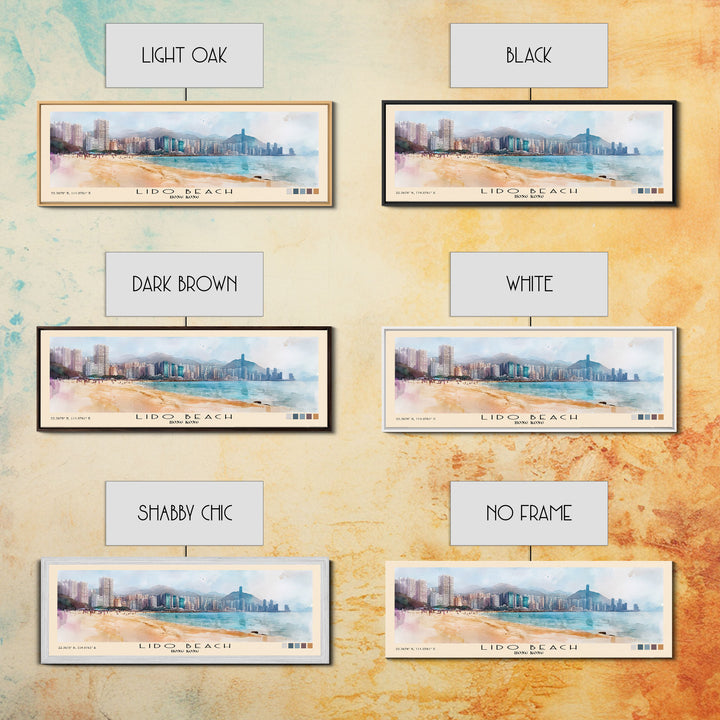 Lido Beach, Hong Kong Watercolor Print, Vacation Gift, Hong Kong Wall Art, Beach Painting, Beach Decor, Large Wall Art, Wood Frame Art