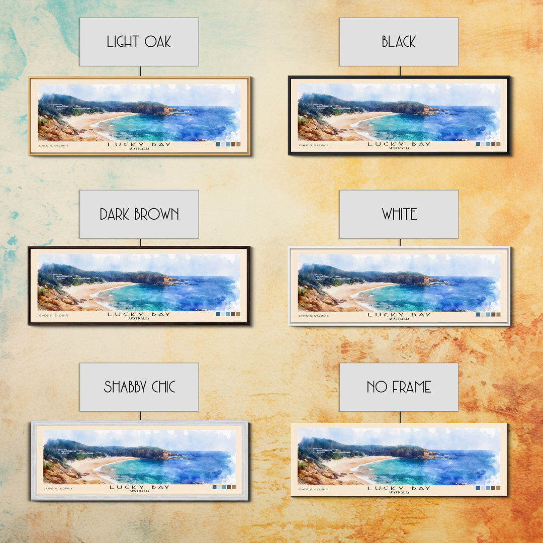 Lucky Bay, Australia Watercolor Print, Vacation Gift, Australia Wall Art, Beach Painting, Beach Decor, Large Wall Art, Wood Frame Art