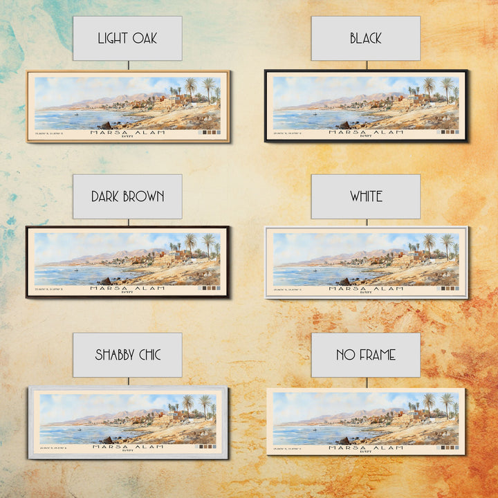 Marsa Alam, Egypt Watercolor Print, Vacation Gift, Egypt Wall Art, Beach Painting, Beach Decor, Large Wall Art, Wood Frame Art