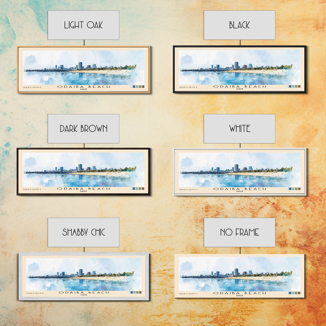 Odaiba Beach, Japan Watercolor Print, Vacation Gift, Japan Wall Art, Beach Painting, Beach Decor, Beach Or Lakehouse Art