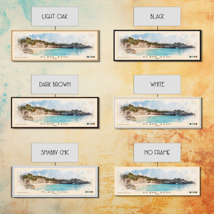 Playa Azul, Cuba Watercolor Beach Print, Vacation Gift, Cuba Wall Art, Beach Painting, Beach Decor, Beach Painting