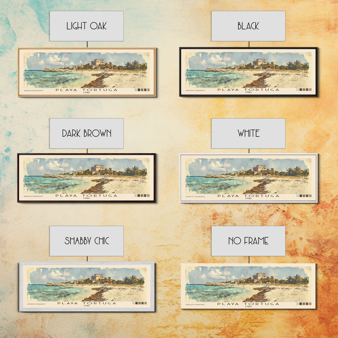 Playa Tortuga, Cuba Watercolor Beach Print, Vacation Gift, Cuba Wall Art, Framed Canvas Print, Framed Beach Painting