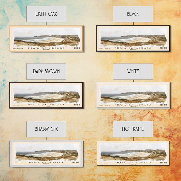 Praia da Adraga, Portugal Watercolor Print, Vacation Gift, Portugal Wall Art, Beach Painting, Beach Decor, Large Wall Art, Wood Frame Art