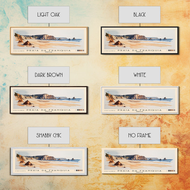 Praia da Franquia, Portugal Watercolor Print, Vacation Gift, Portugal Wall Art, Beach Painting, Beach Decor, Large Wall Art, Wood Frame Art