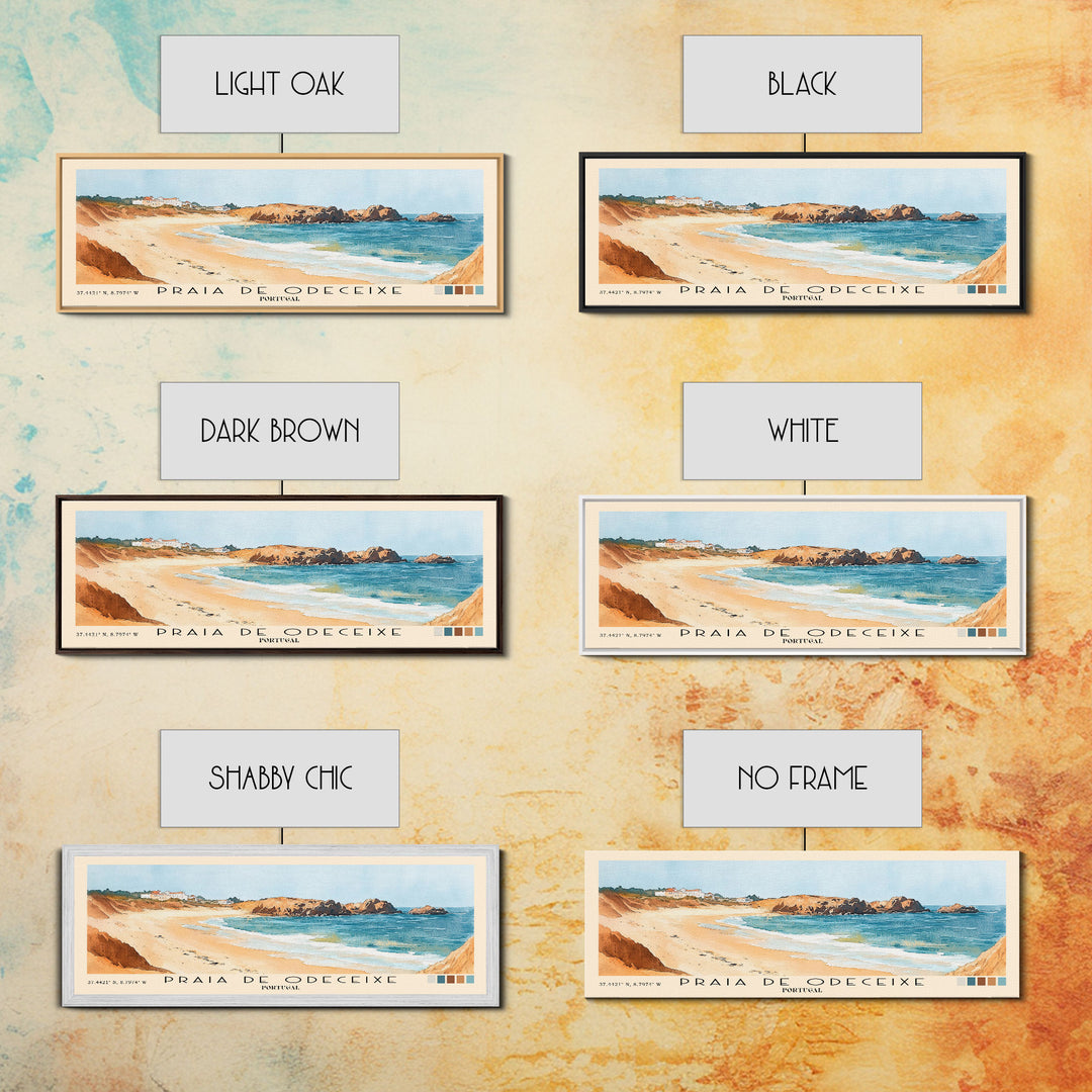 Praia de Odeceixe, Portugal Watercolor Print, Vacation Gift, Portugal Wall Art, Beach Painting, Beach Decor, Large Wall Art, Wood Frame Art