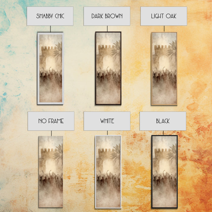 Jerusalem Dawn Crowds – Framed Canvas Print – Narrow Art – Christian Art Print – Christian Wall Art – Christmas Art – Christian Decoration