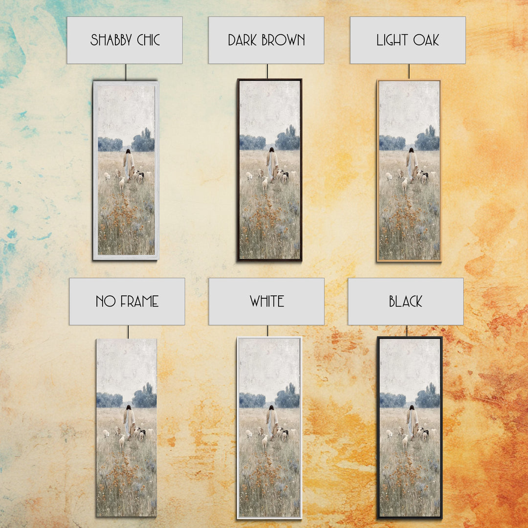 Shepherds Of Dawn – Framed Canvas Print – Tall Narrow Wall Art – Christian Art – Christian Painting – Christian Decor – Jesus Painting