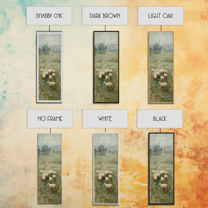 Field Of His Flock – Framed Canvas Print – Christian Art – Christian Wall Art – Christian Art Canvas – Jesus Painting – Narrow Art