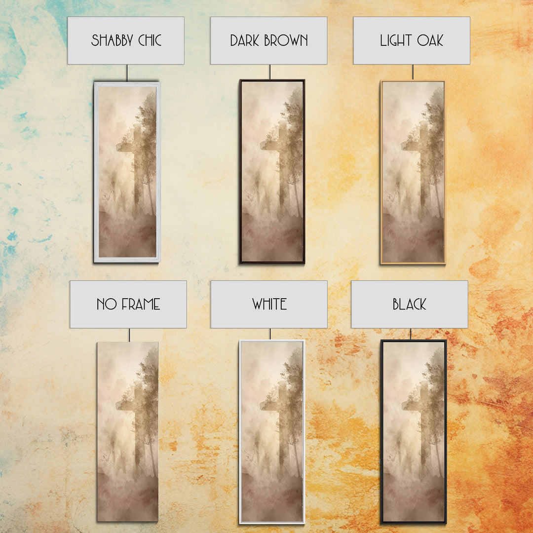 Cross Of Serenity – Framed Canvas Print – Tall Narrow Wall Art – Christian Art Canvas – Christian Wall Art – Moody Christian Art – Christma