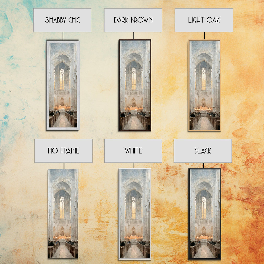 Holy Candle Gathering – Framed Canvas Print – Narrow Art – Christian Christmas Art – Christian Art Canvas – Christian Wall Art – Christian
