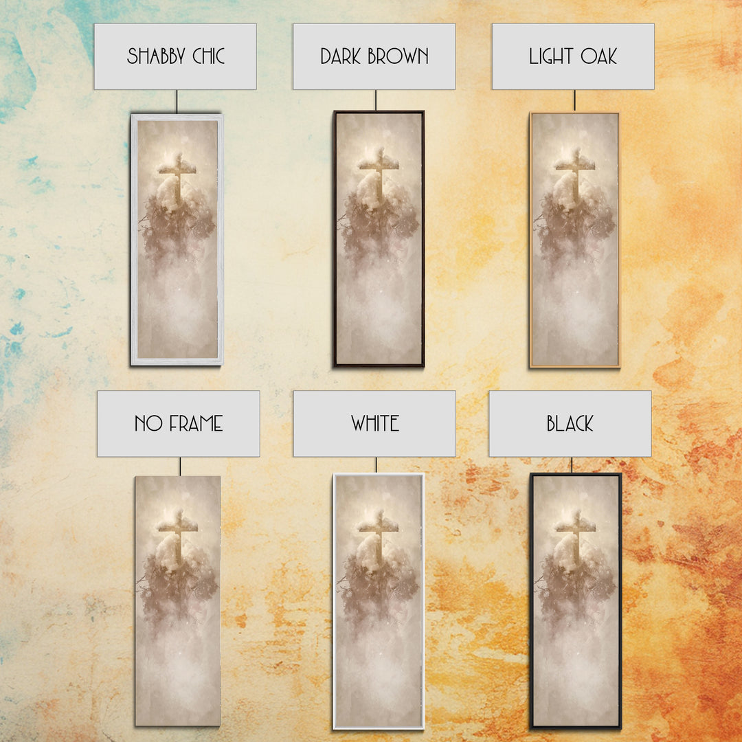 Frosted Cross Peace – Framed Canvas Print – Tall Narrow Wall Art – Christian Art Canvas – Christian Wall Art – Christian Painting – Christm