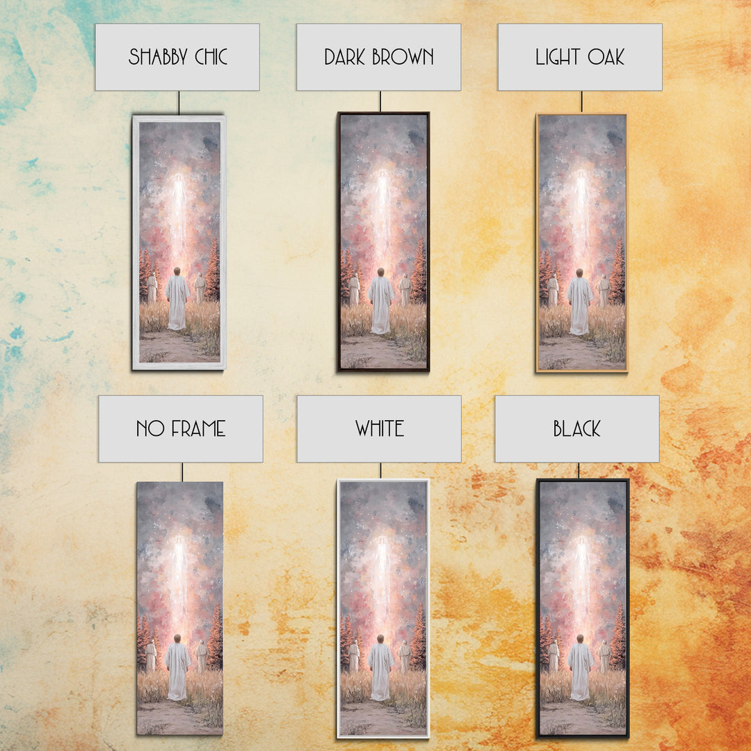 Heavenly Rising Glow – Framed Canvas Print – Tall Skinny Art Print – Christian Wall Art – Christian Art Canvas – Jesus Painting – Christian