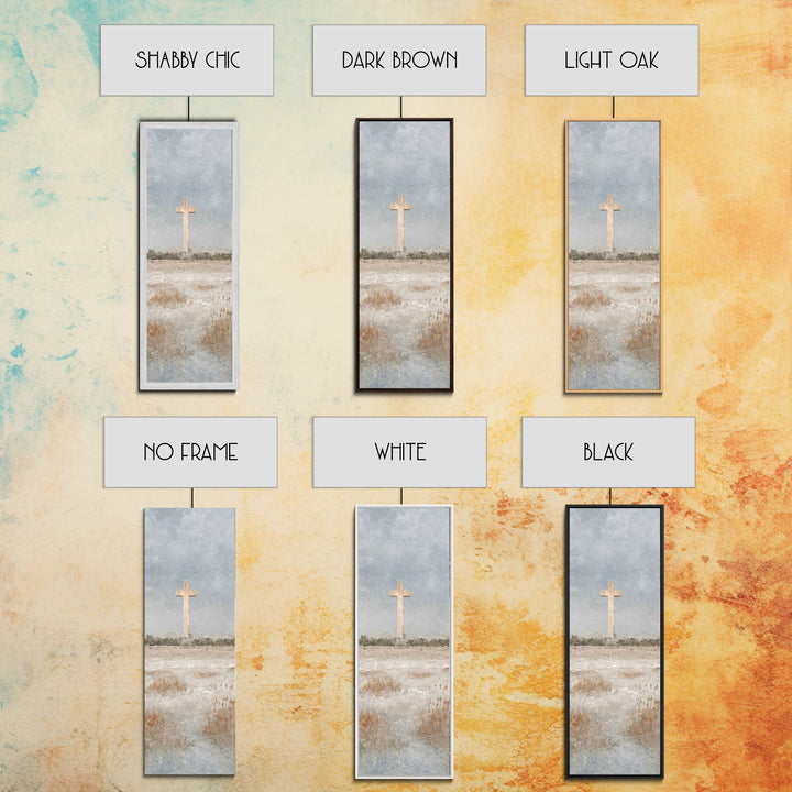 Winter Cross Hope – Framed Canvas Print – Christian Art Canvas – Christian Wall Art – Christmas Art – Tall Narrow Wall Art – Jesus Painting
