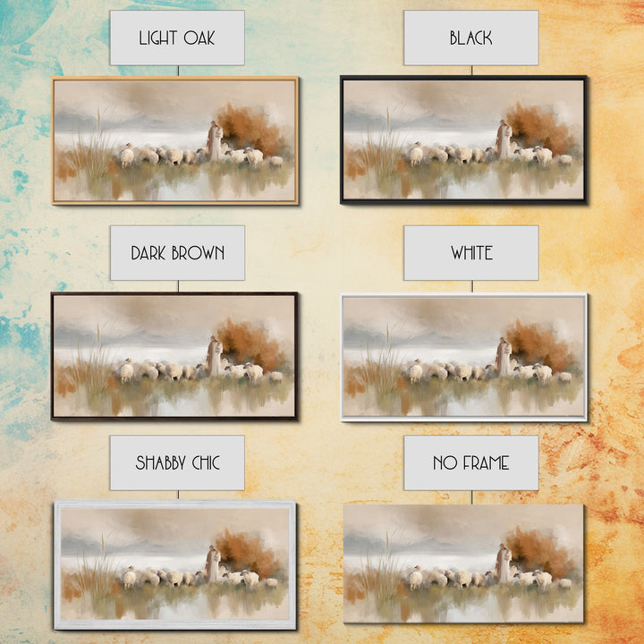 Hillside Shepherd Calm | Framed Canvas Print | Christian Art Canvas | Christian Wall Art | Jesus Painting | Christian Christmas Art | Uniqu