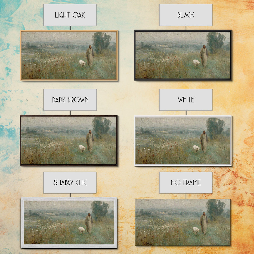 Misty Shepherd Journey – Framed Canvas Print – Christian Christmas Art – Christian Paintings – Jesus Art Print – Christian Art Canvas – Hop