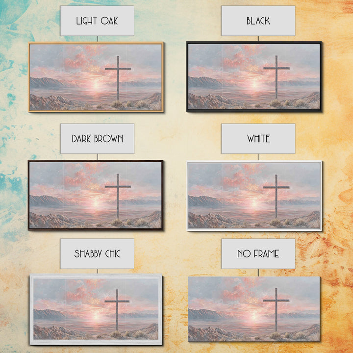 Sunrise At Calvary | Framed Canvas Print | Christian Wall Art | Christian Art Canvas | Christian Painting | Large Christian Art | Christian