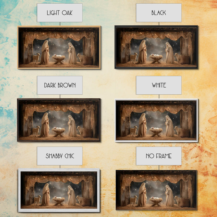 Starlit Nativity – Framed Canvas Print – Christian Wall Art – Christian Art Canvas – Christmas Art – Christian Christmas Art – Christian De