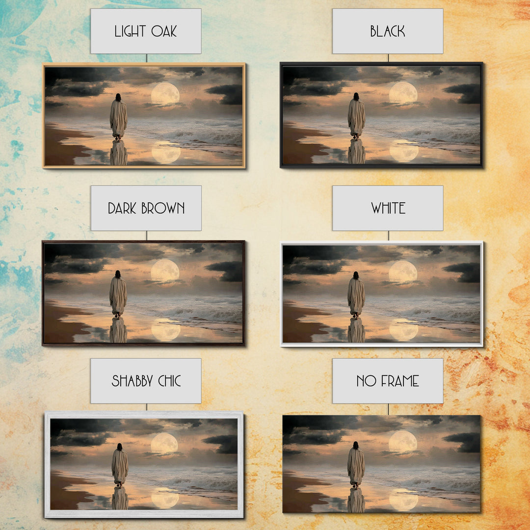Moonlit Savior – Framed Canvas Print, Christian Art Canvas, Jesus Painting, Christian Wall Art, Moody Christian Art, Christian Gift