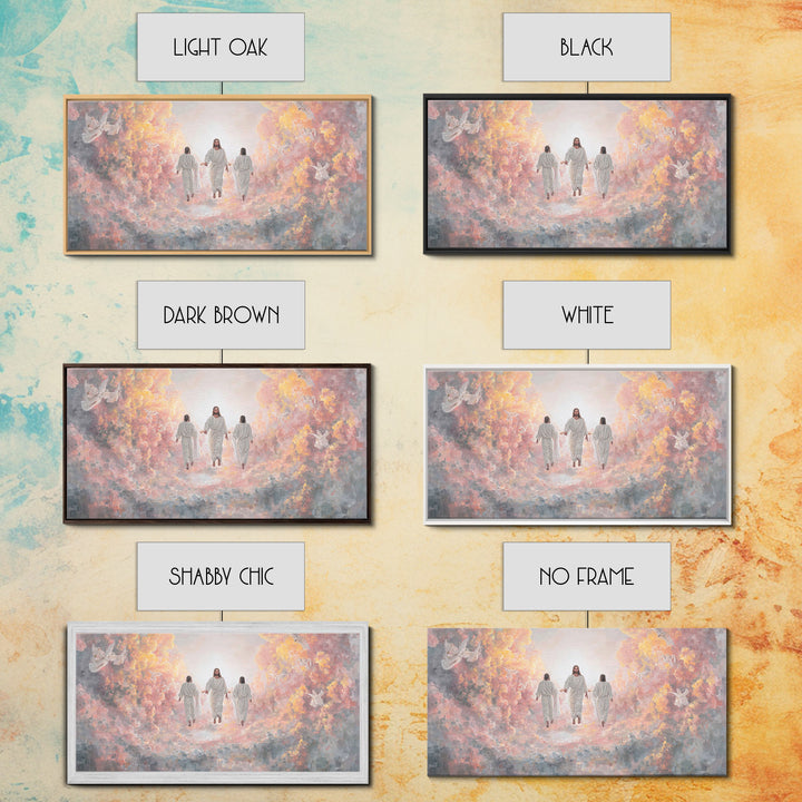 Celestial Gathering – Framed Canvas Print – Christian Art Print – Jesus Painting – Christian Wall Art – Christian Christmas Art – Modern Ch