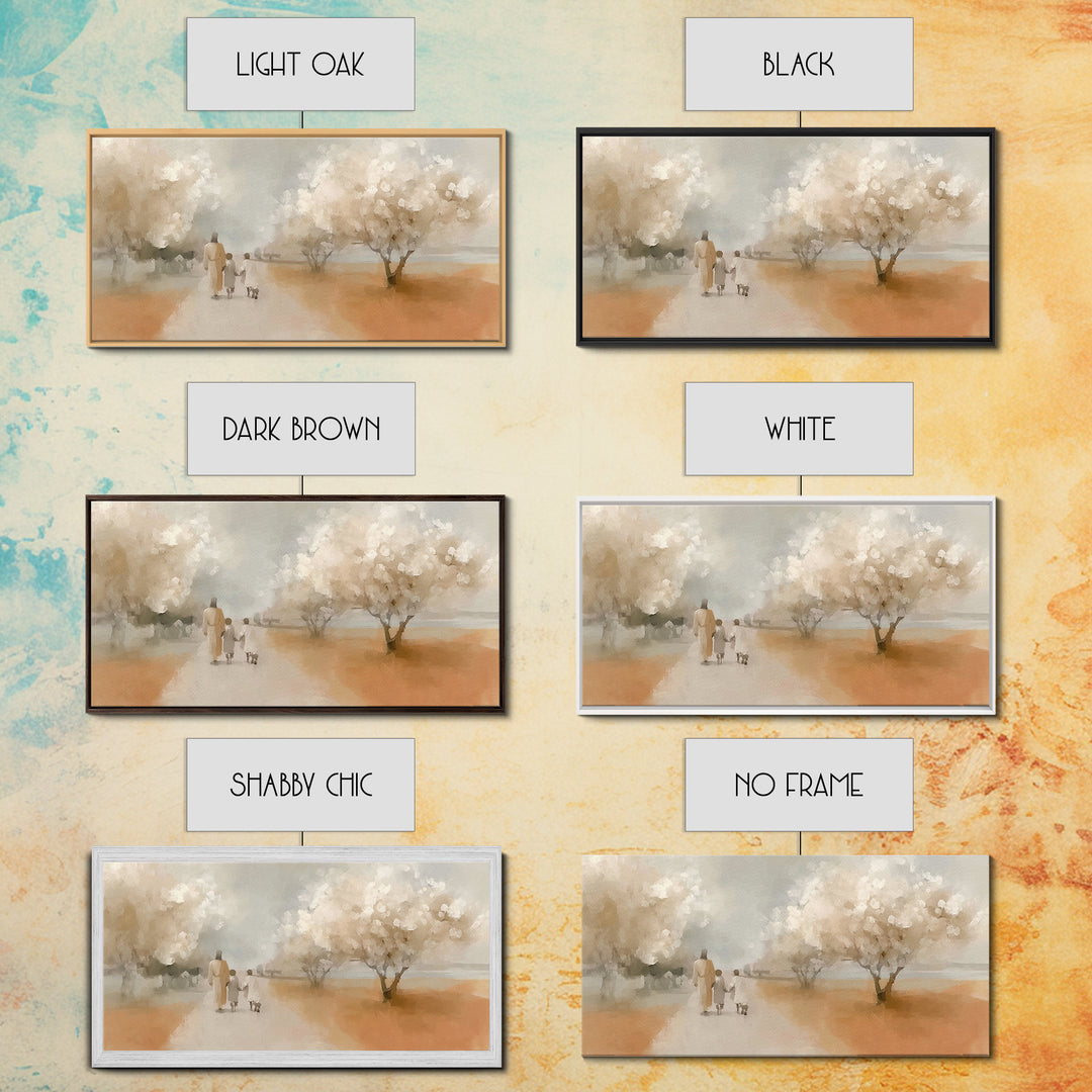 Blossom Walk – Framed Canvas Print – Christian Wall Art – Christian Art Canvas – Jesus Painting – Christian Gift Ideas – Modern Christian A