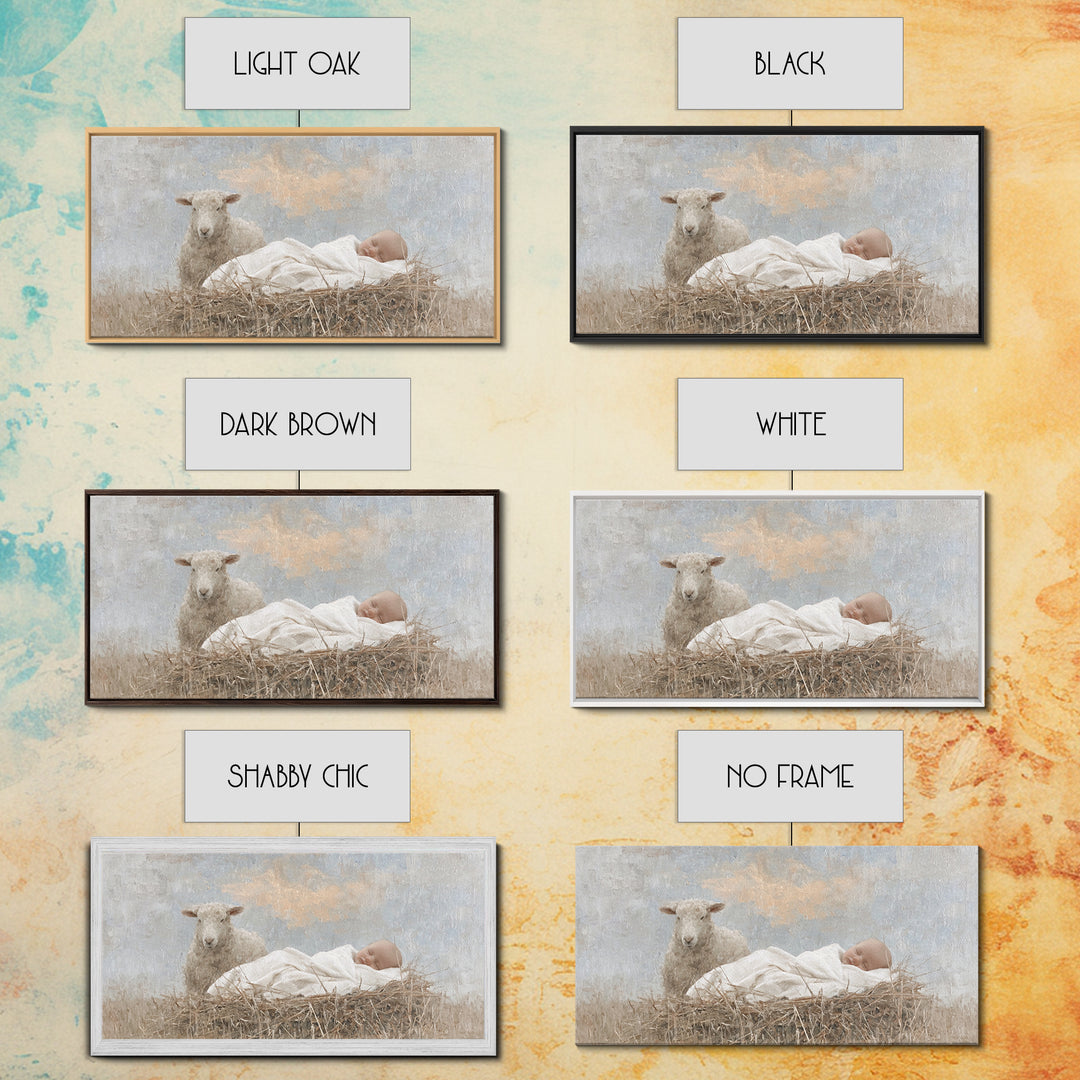Little Lamb Grace – Framed Canvas Print – Christian Art Canvas – Jesus Painting – Christian Christmas Art – Christian Wall Art – Canvas