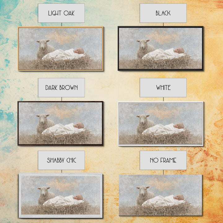 Little Lamb Grace – Framed Canvas Print – Christian Art Canvas – Jesus Painting – Christian Christmas Art – Christian Wall Art – Canvas