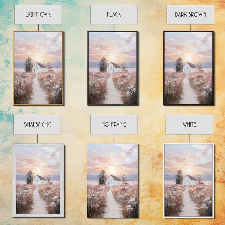 Sunrise Chapel – Framed Canvas Print – Christian Wall Art – Christian Art Canvas – Christian Painting – Christian Decor