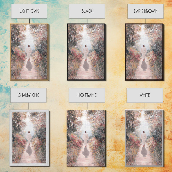 Autumn Walk Light – Framed Canvas Print – Christian Art Canvas – Christian Wall Art – Christian Art Painting – Modern Christian Painting