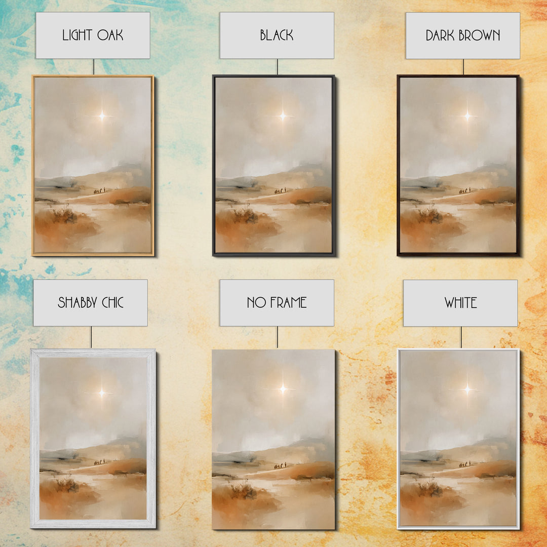 Desert Light Journey – Framed Canvas Print – Christian Art – Christmas Canvas Wall Art – Christian Painting – Jesus Christmas Art