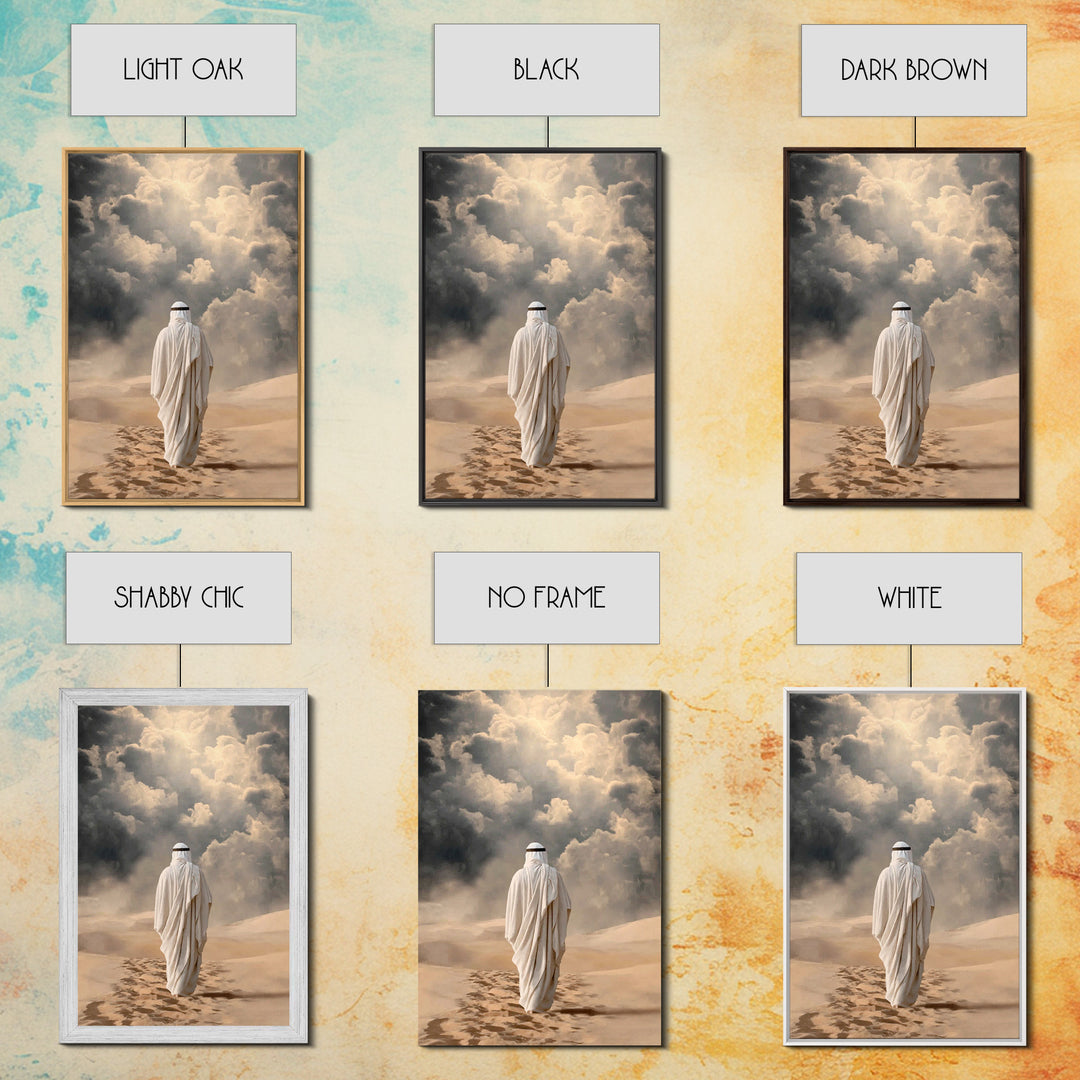Desert Walk Light – Framed Canvas Print – Christian Art Canvas – Christian Wall Art – Jesus Painting – Modern Christian Art – Christian Gif