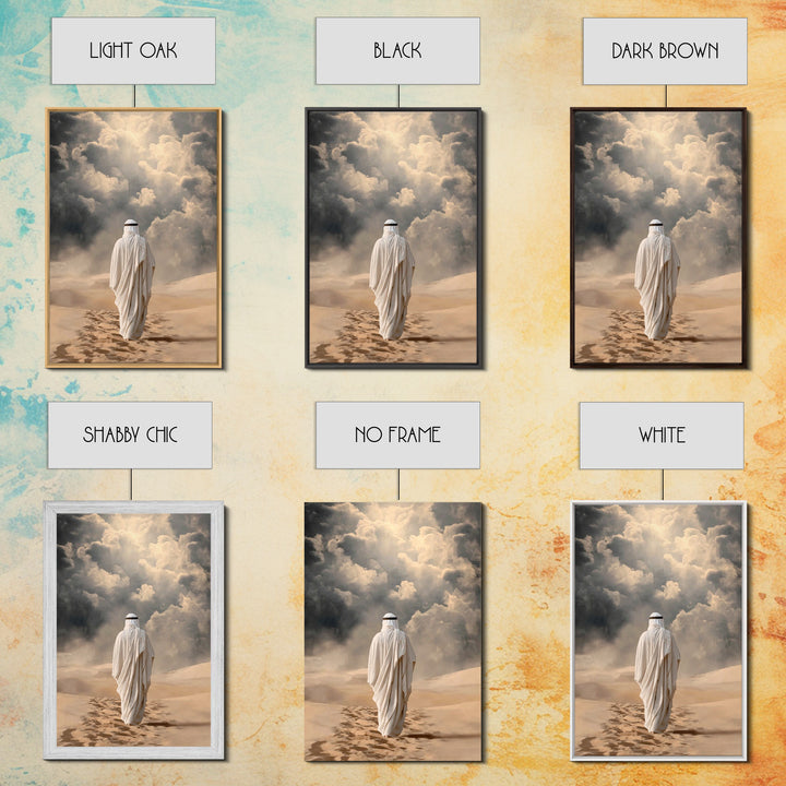 Desert Walk Light – Framed Canvas Print – Christian Art Canvas – Christian Wall Art – Jesus Painting – Modern Christian Art – Christian Gif