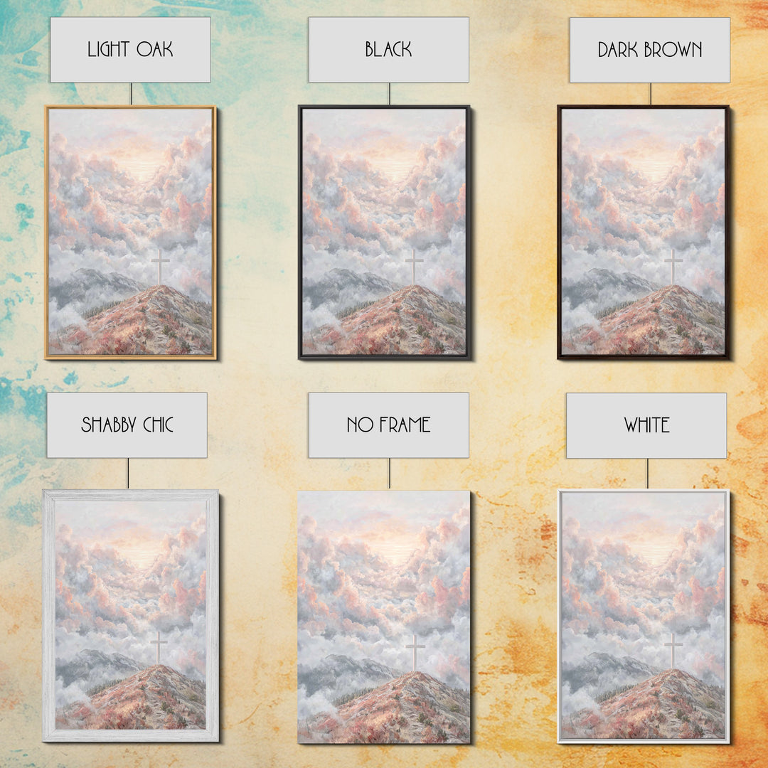 Heavenly Cross Peak – Framed Canvas Print – Christian Wall Art – Christian Art Print – Modern Christian Art – Christmas Art Prints – Christ