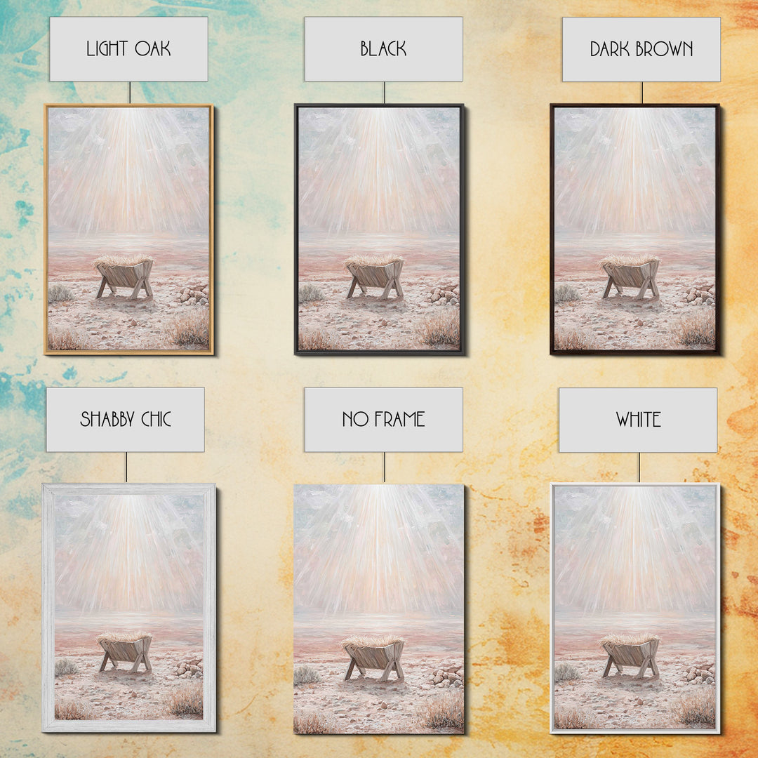 Glory In The Manger | Framed Canvas Print | Christian Wall Art | Christian Art Canvas | Christmas Art | Modern Christian Art | Christian De