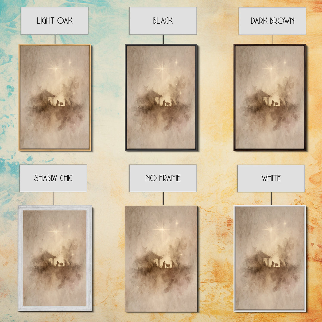 Adoration Starrise – Framed Canvas Print – Christmas Art – Christian Art Canvas – Christian Decor – Jesus Art – Christian Wall Art