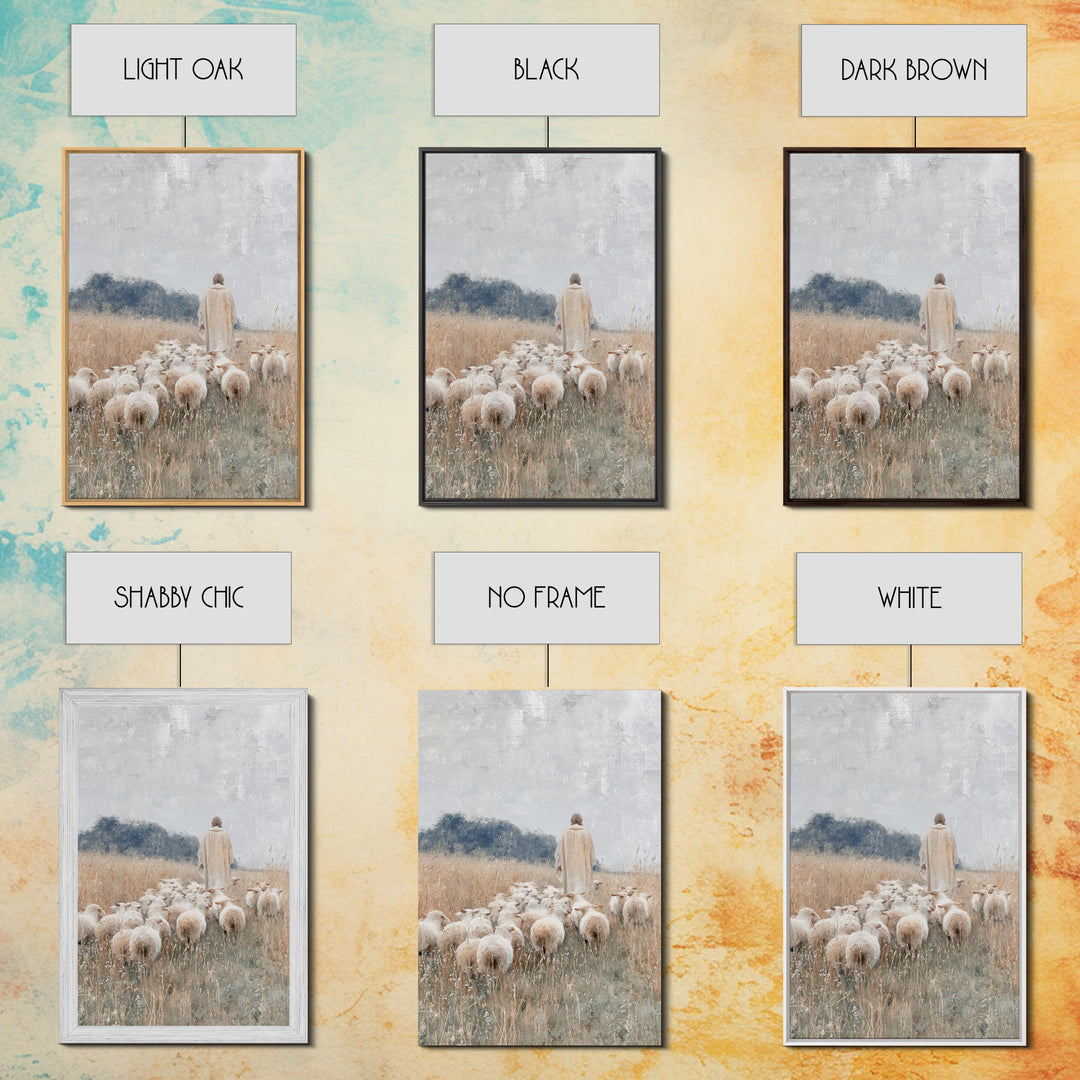 Shepherds Of Grace – Framed Canvas Print – Christian Wall Art – Modern Christian Painting – Jesus Art Print – Christian Decorations – Chris