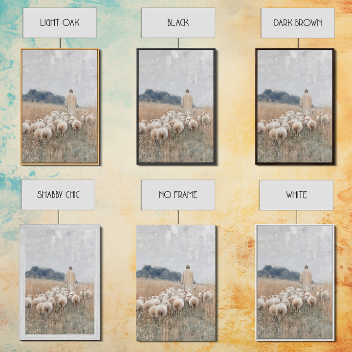 Shepherds Of Grace – Framed Canvas Print – Christian Wall Art – Modern Christian Painting – Jesus Art Print – Christian Decorations – Chris