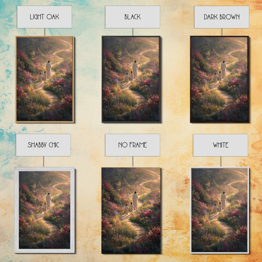 Eternal Bloom Path, Framed Canvas Print, Christian Wall Art, Jesus Painting, Christian Art Canvas, Christian Christmas Art, Christian Decor
