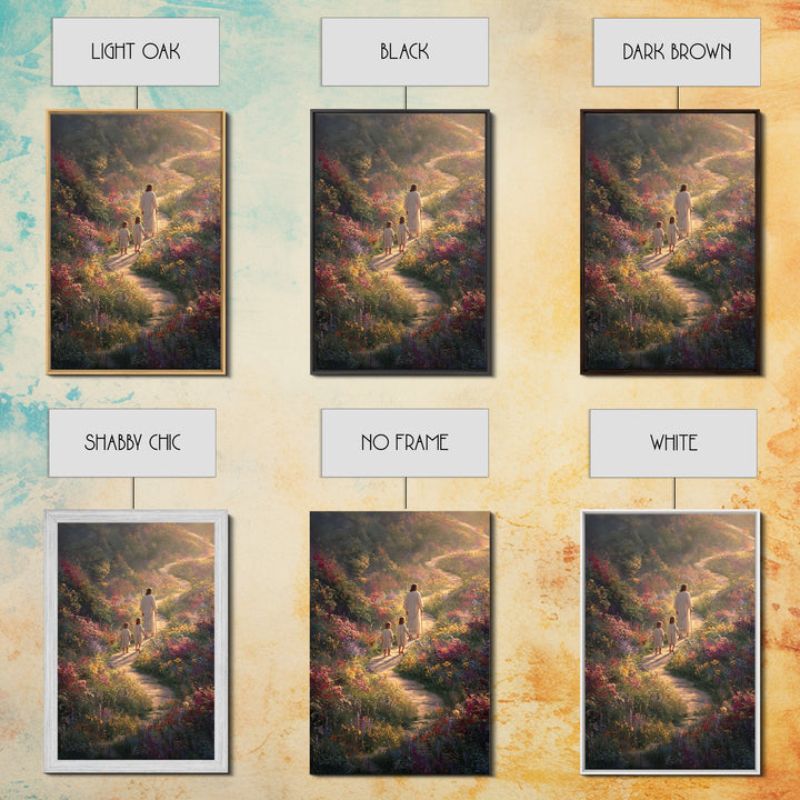Eternal Bloom Path, Framed Canvas Print, Christian Wall Art, Jesus Painting, Christian Art Canvas, Christian Christmas Art, Christian Decor