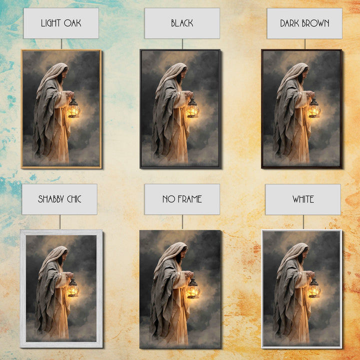 Guiding Lantern – Framed Canvas Print – Christian Wall Art – Jesus Painting – Christian Art Canvas – Moody Christian Art – Christian Gift