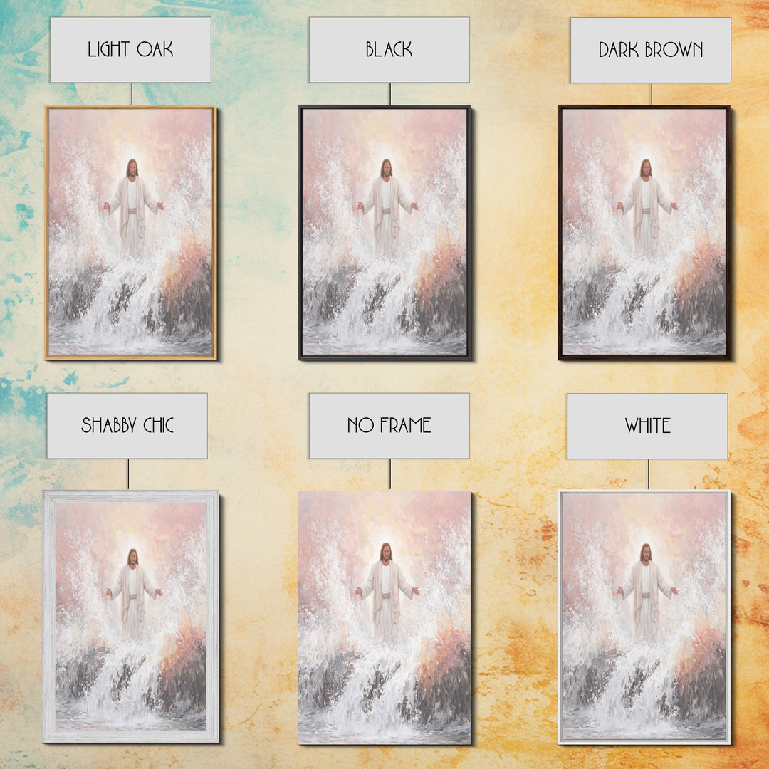 Waves Of Grace – Framed Canvas Print – Christian Wall Art – Jesus Painting – Christian Art Canvas – Christian Christmas Art – Modern Christ