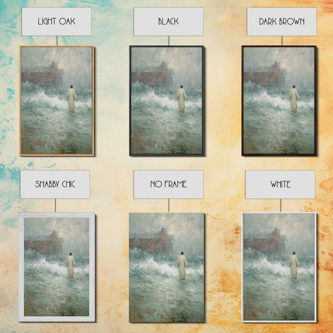 Heavenly Calm, Framed Canvas Print, Christian Decorations, Jesus Painting Canvas, Moody Christian Art, Large Christian Art, Christmas Art F
