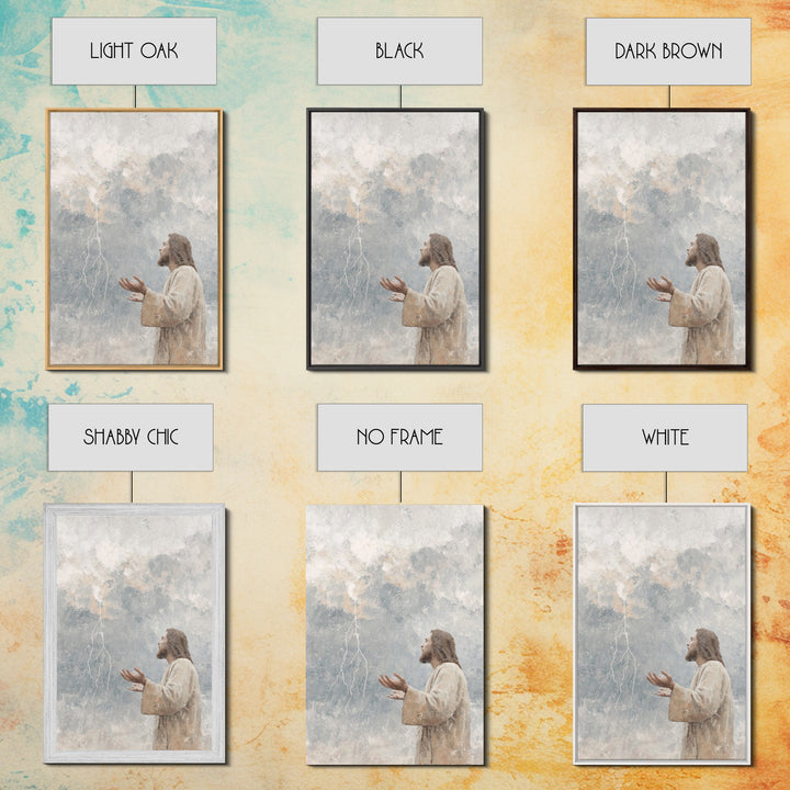 Stormward Prayer – Framed Canvas Print – Christian Decor – Jesus Painting Canvas – Christian Art Work – Modern Christian Art – Christmas Ar
