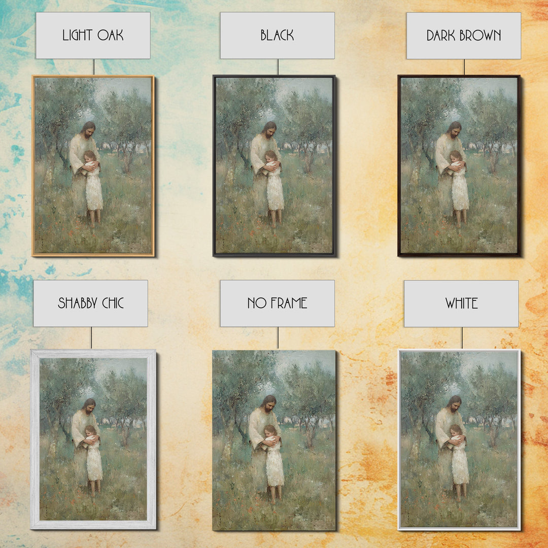 The Loving Shelter | Framed Canvas Print | Jesus Painting | Christian Wall Art | Christian Art Print | Modern Christian Art | Christian Gif