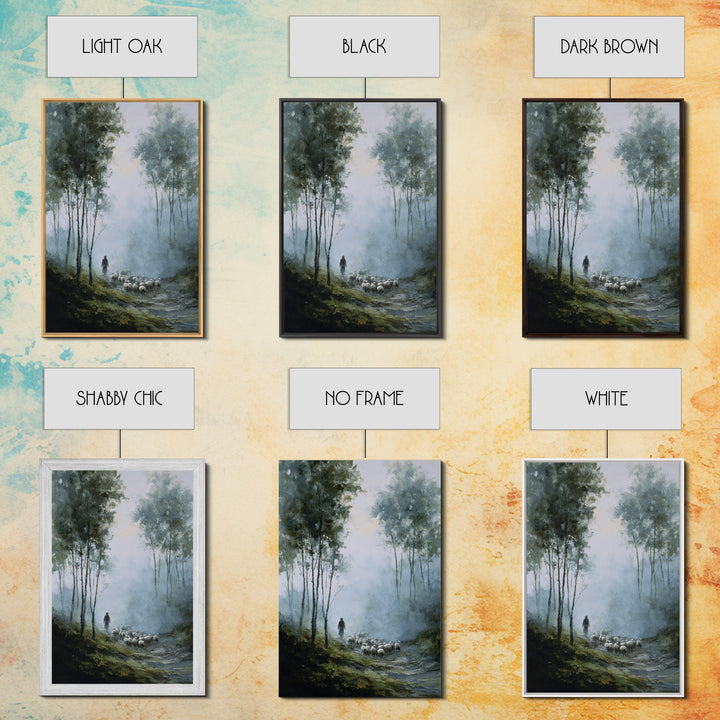 Silent Flock Journey – Framed Canvas Print – Christian Art Canvas – Christian Wall Art – Moody Christian Art – Jesus Painting – Christmas A
